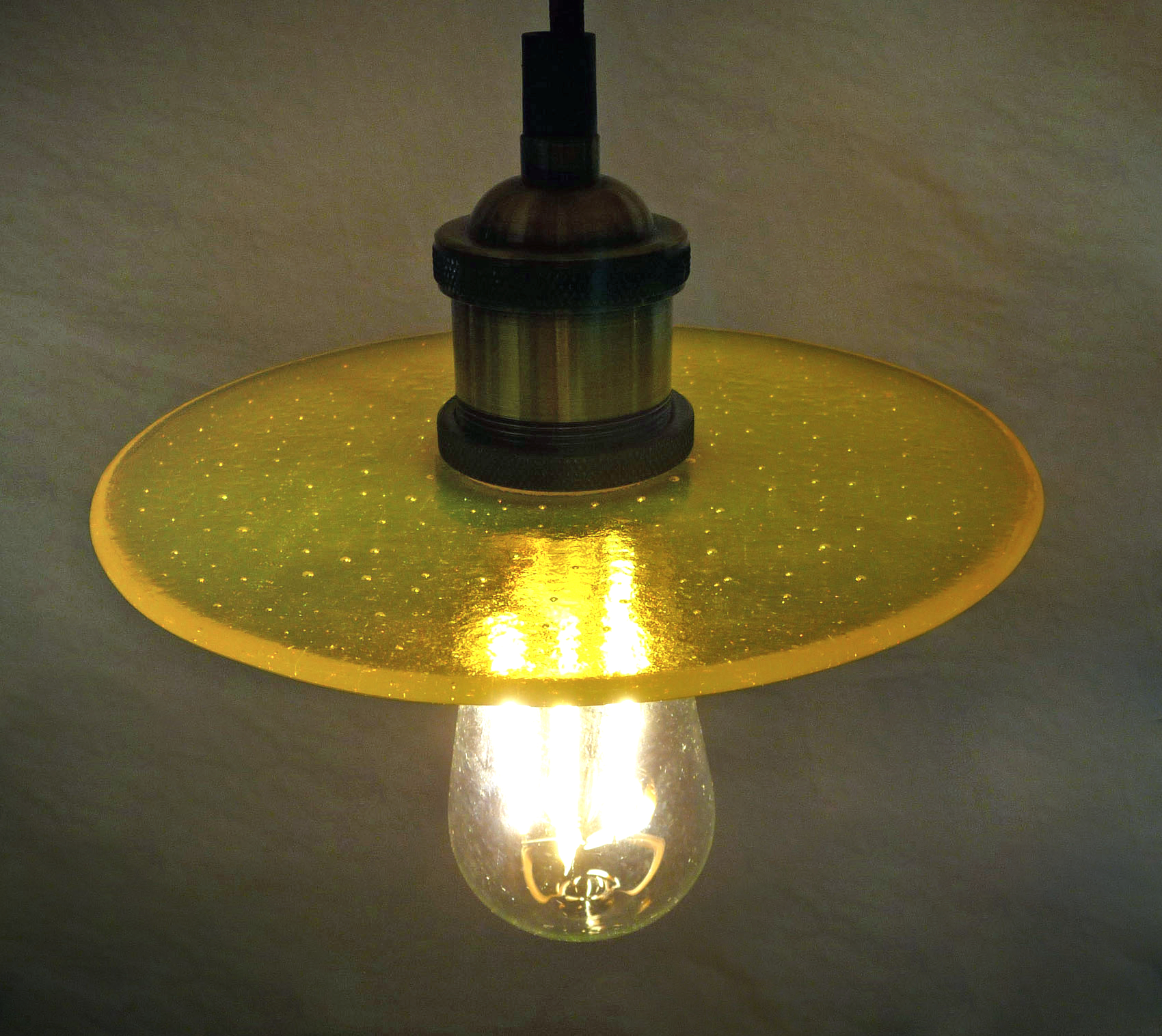 SALE Yellow Glass Lampshade with Pendant Fitting