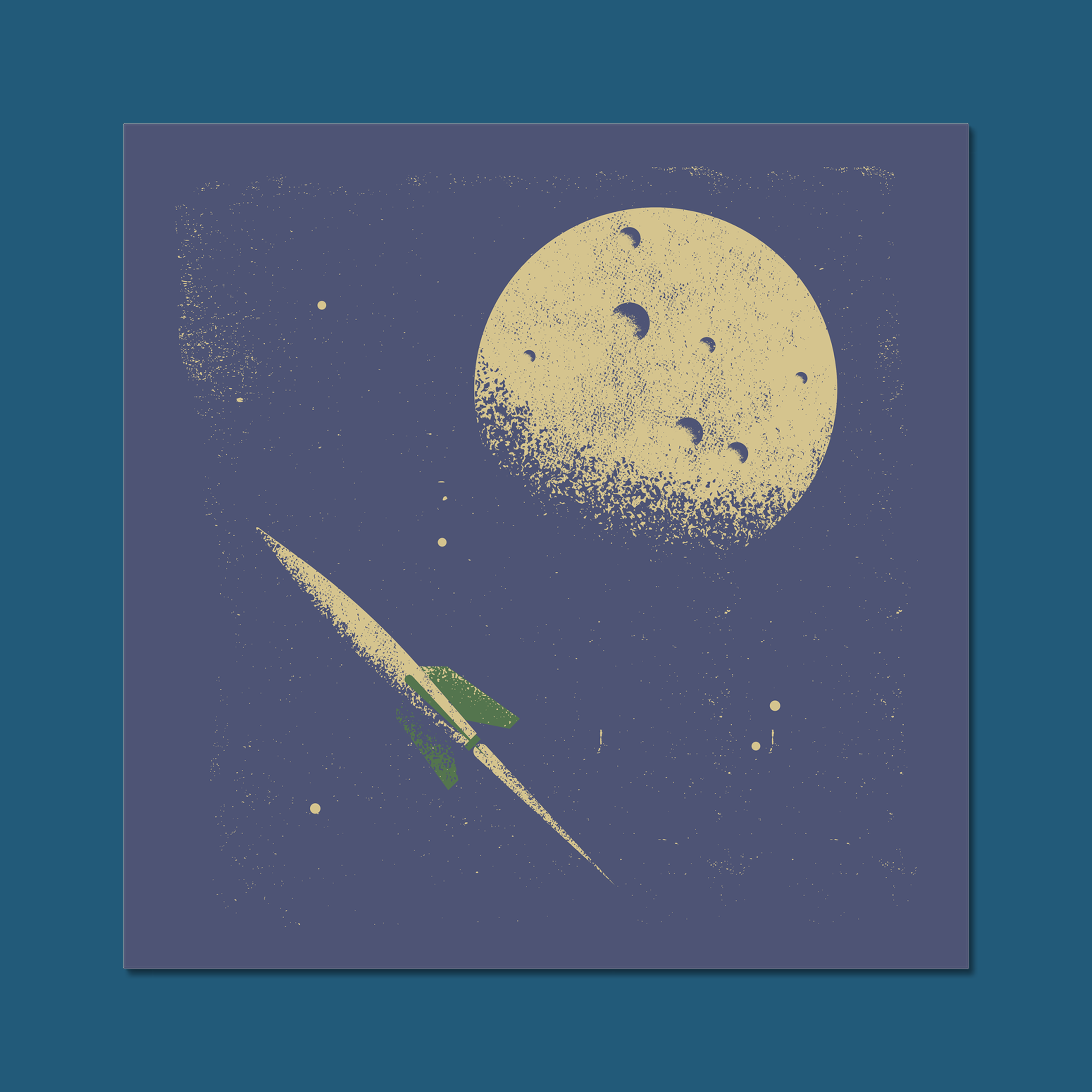 Rocket & Moon Art Print