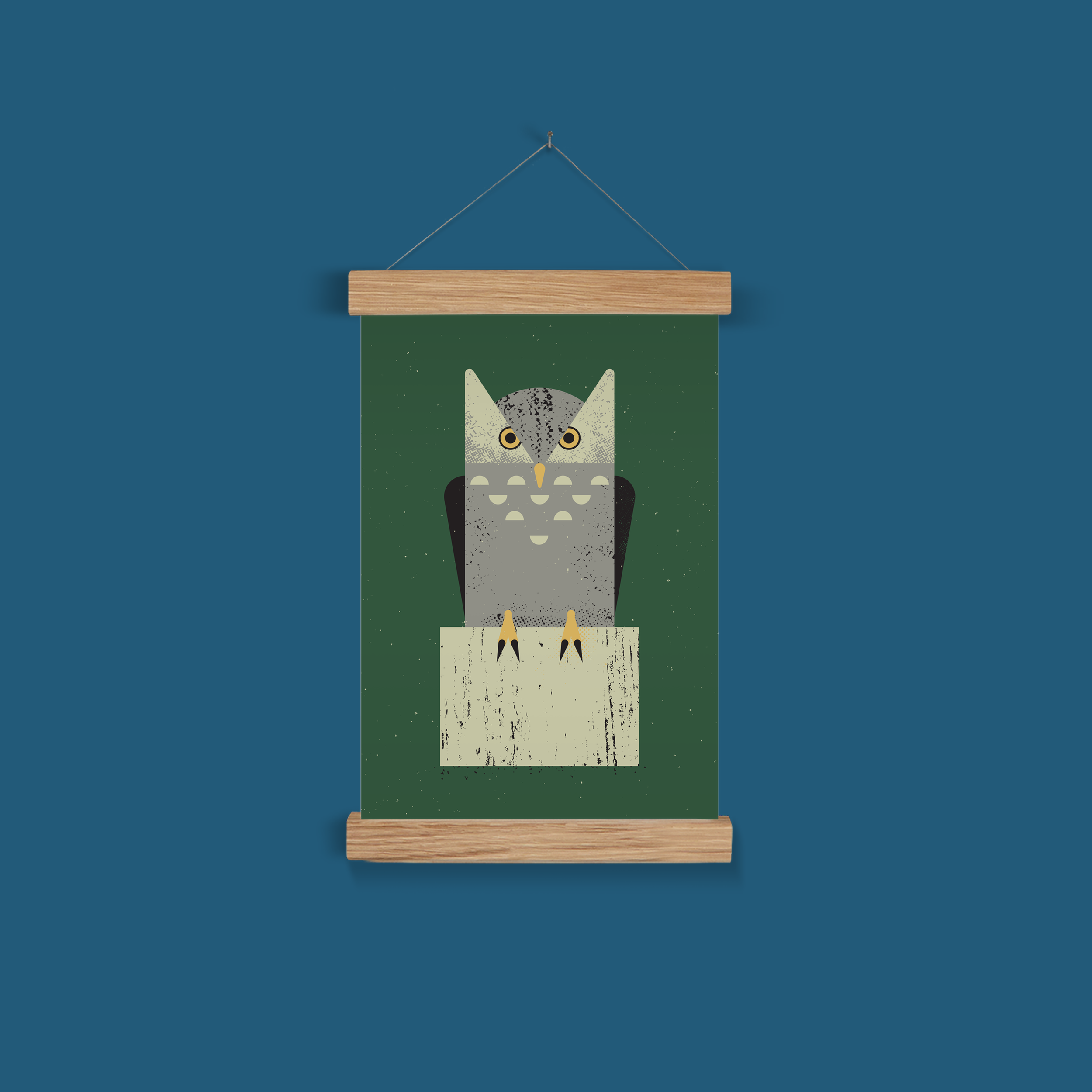 Owl Art Print With Hangers