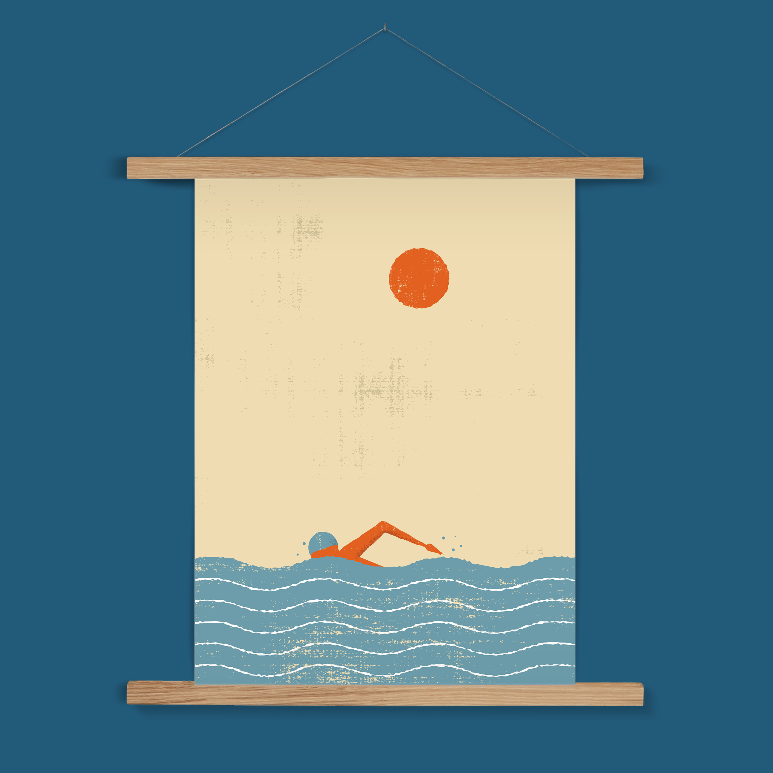 Swimmer Art Print With Hangers