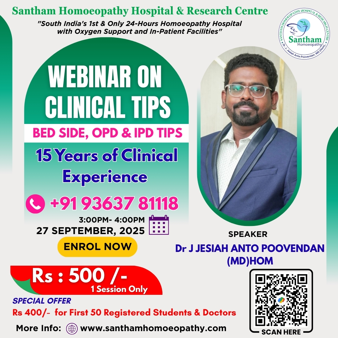 Webinar on Clinical Tips in Homoeopathy – Bedside, OPD & IPD Guidance