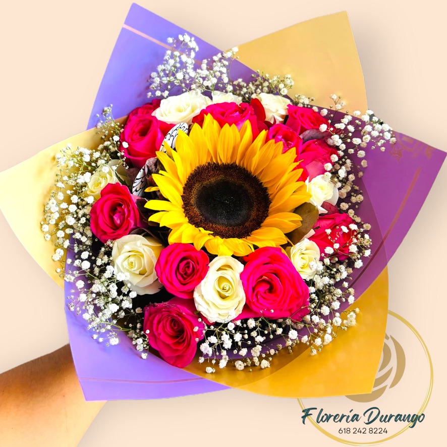 17 rosas con girasol