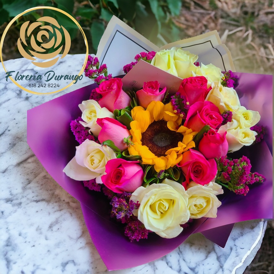 17 rosas con girasol