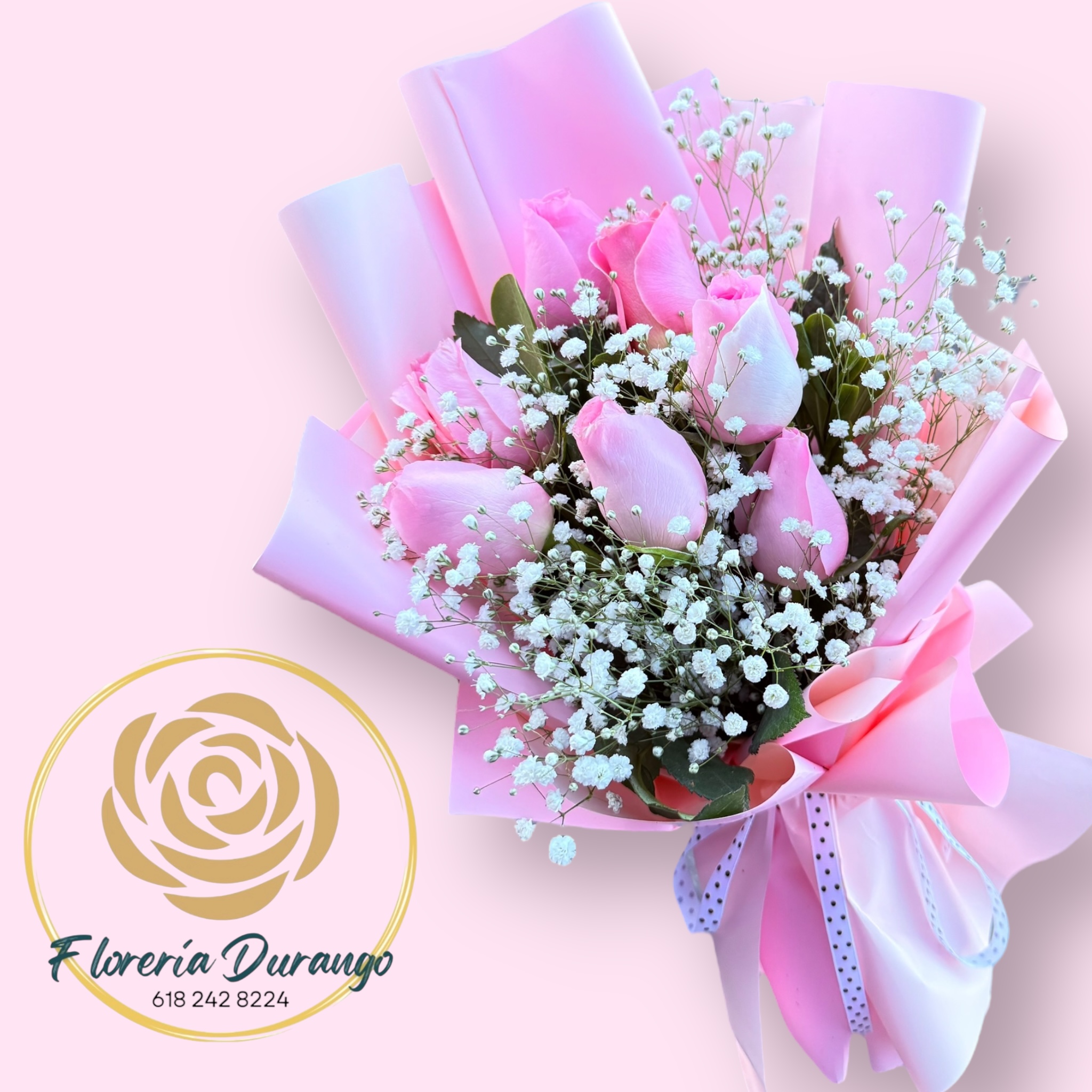 Ramo de 6 rosas rosadas