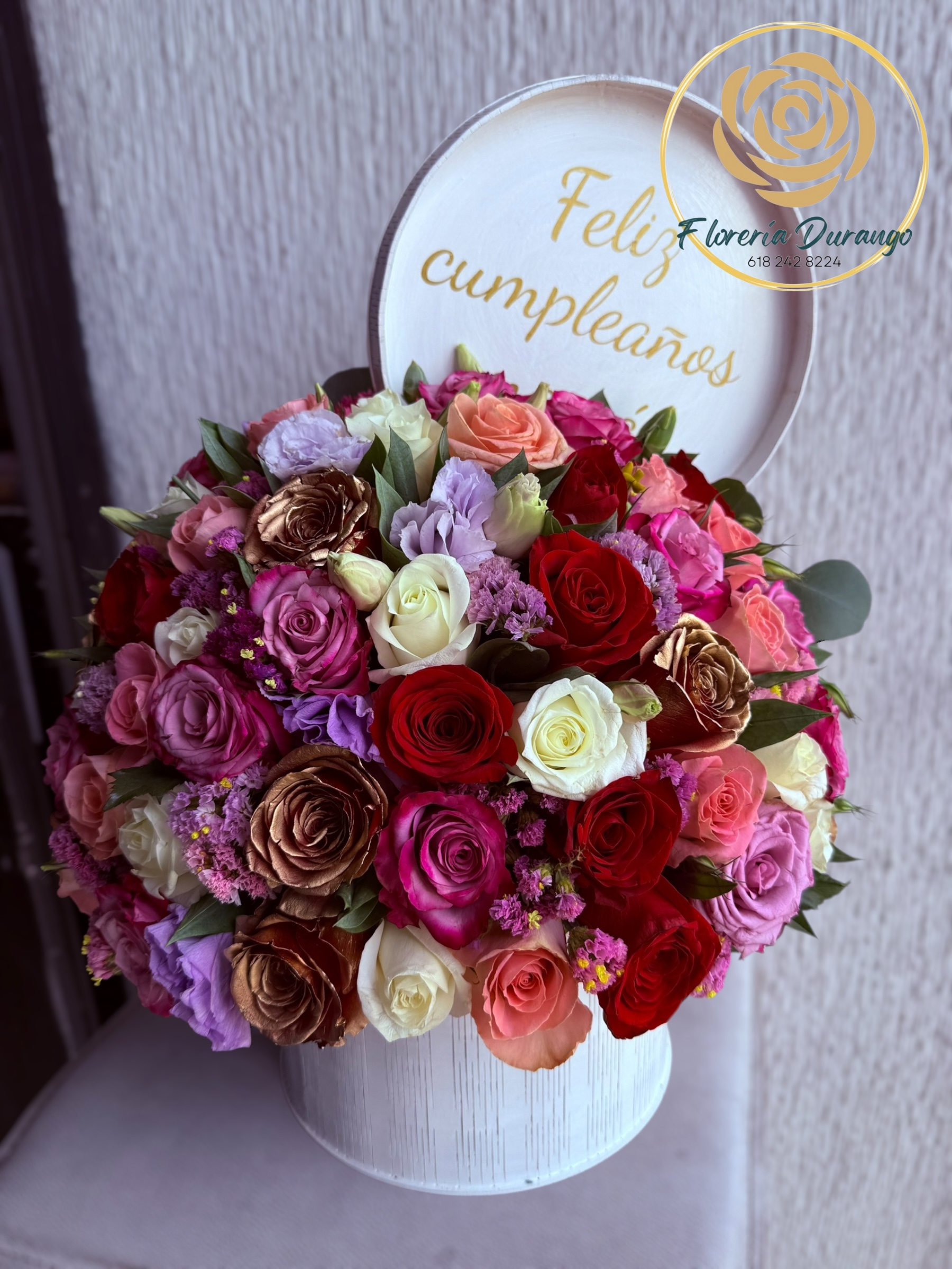 Bouquet en caja redonda