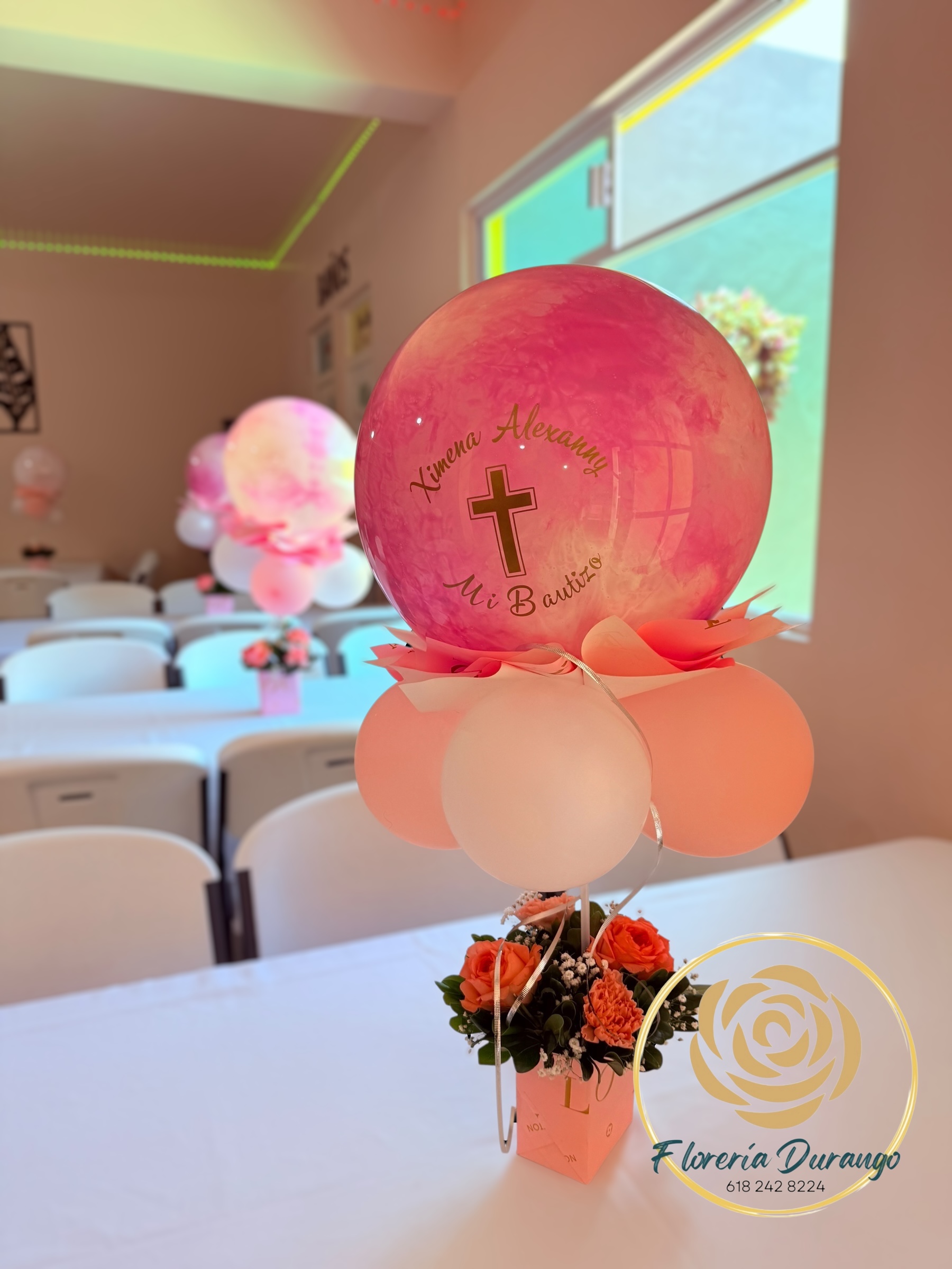 Centro de mesa para bautizo