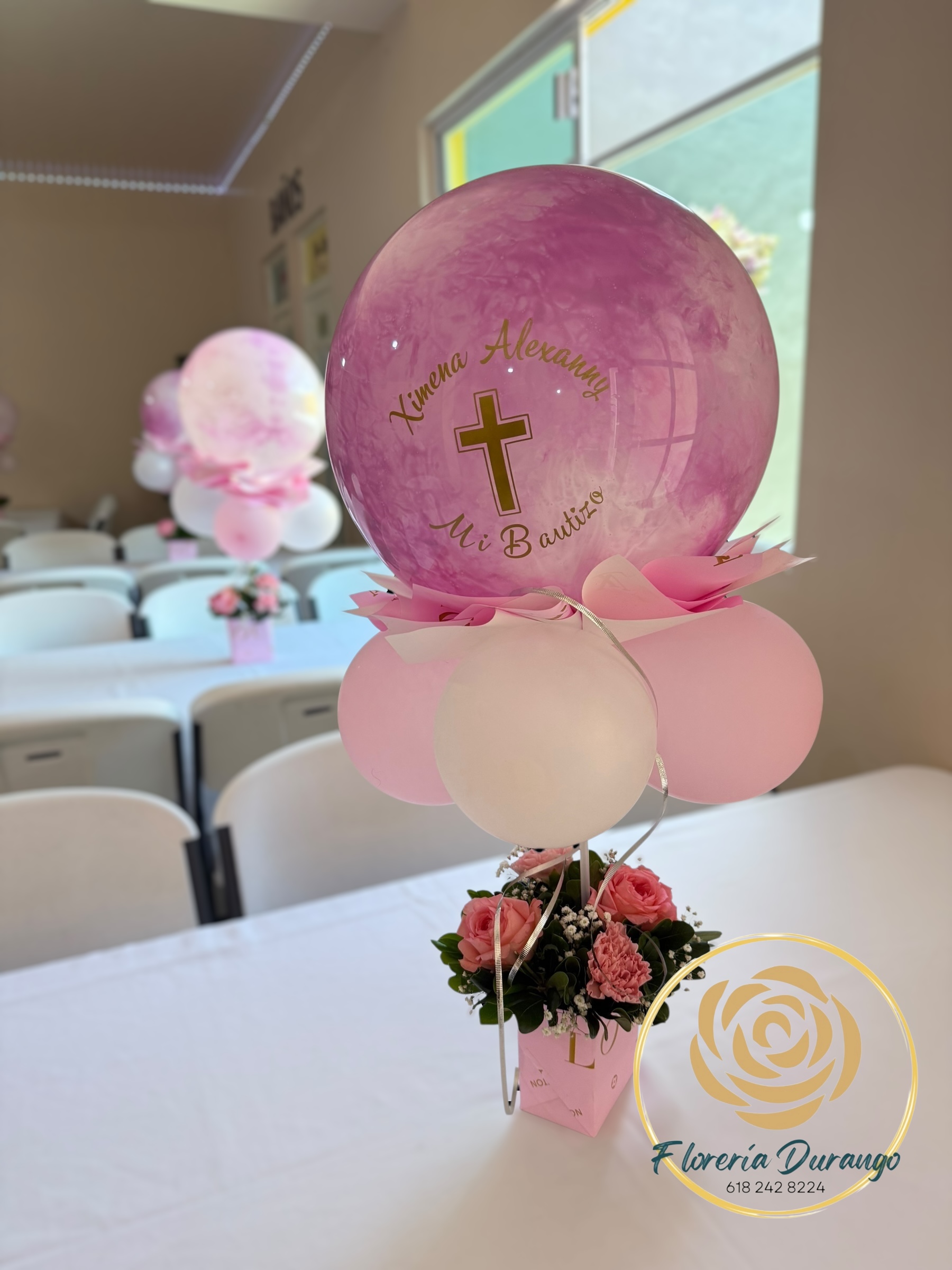 Centro de mesa para bautizo