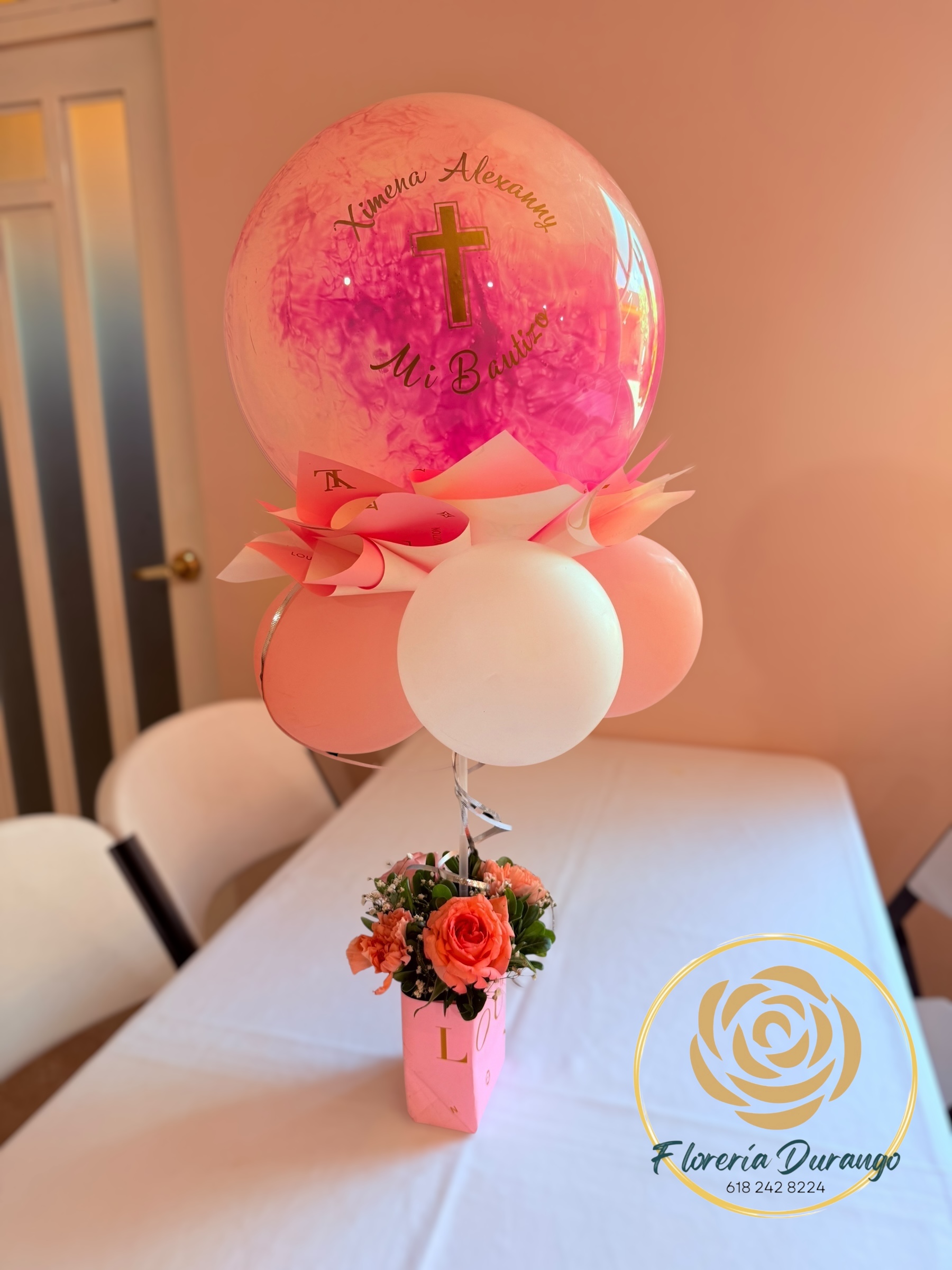 Centro de mesa para bautizo