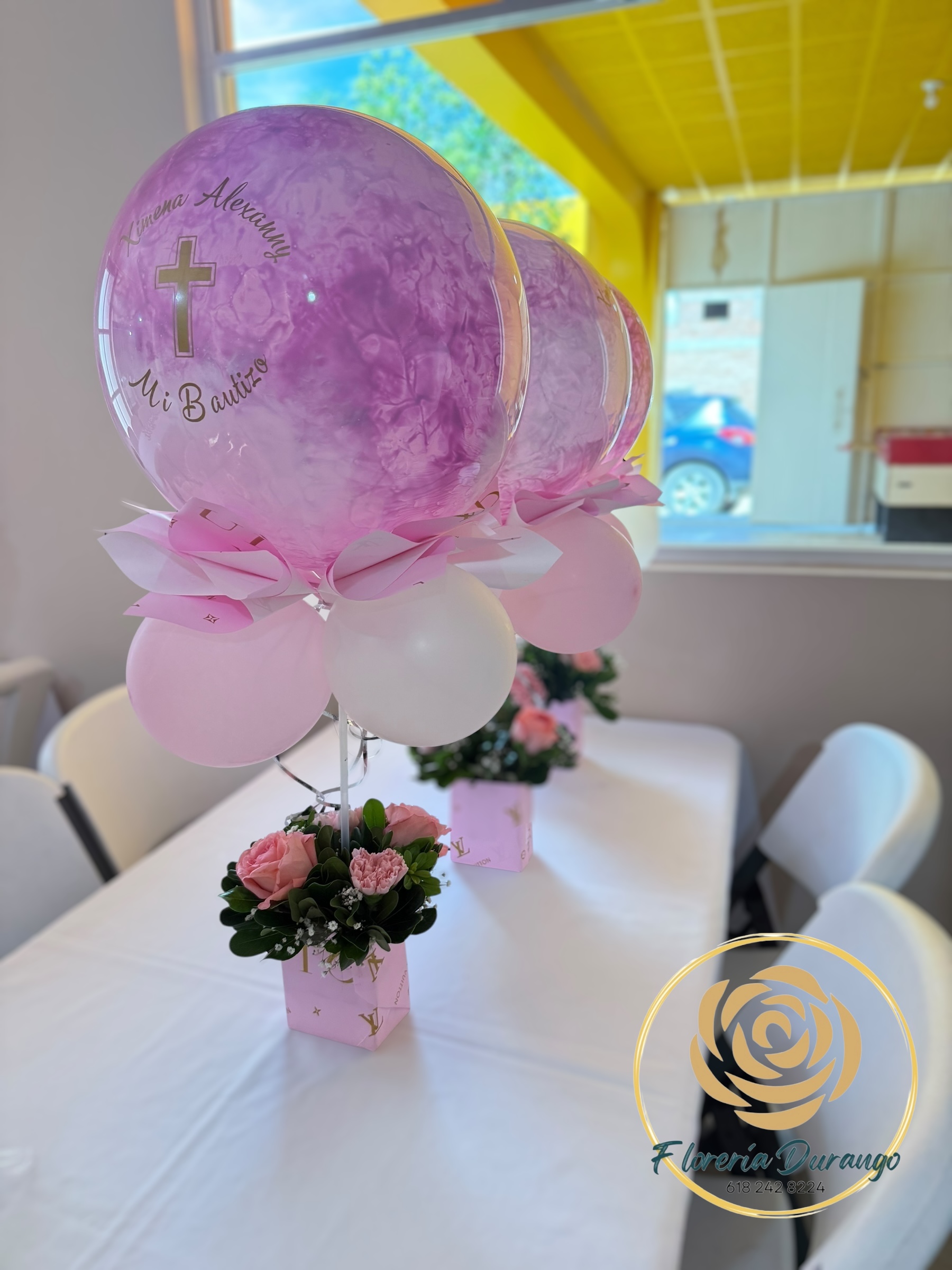 Centro de mesa para bautizo