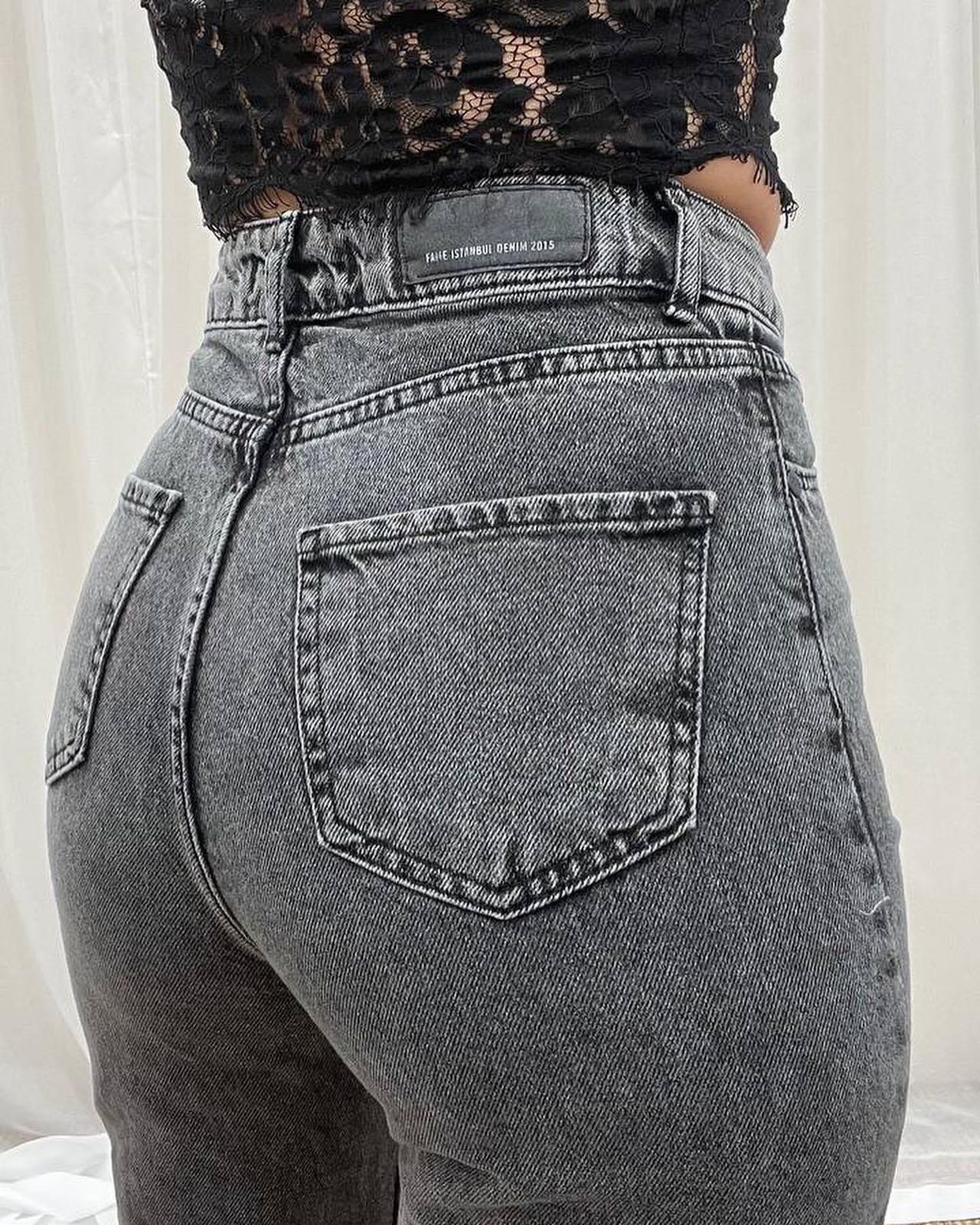 High Waist Black Washed Jeans