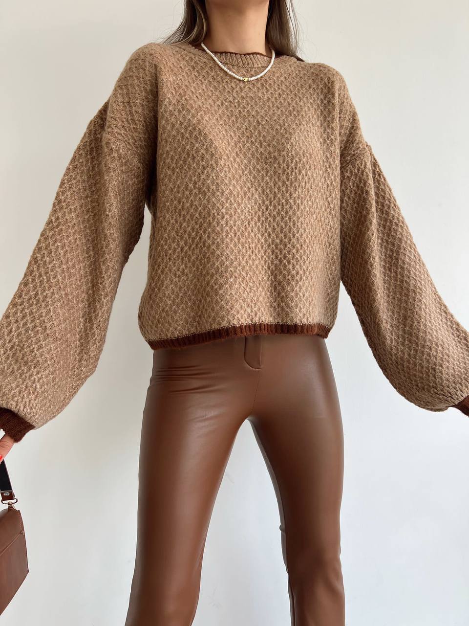Brown Knit Crop Sweater