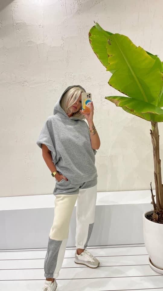 Two-tone casual jogger set hoodies & pants