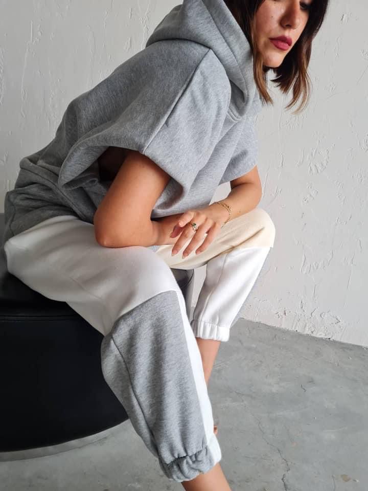 Two-tone casual jogger set hoodies & pants