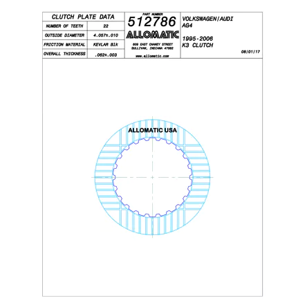 PLATO FRICCION 095, 096, 097, 098, 01M AVANCE, REVERSA, DIRECTA, K1, K2, 1/3RA. (24D/U4-10/.062) 90-03 ALLOMATIC 119106