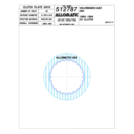 PLATO FRICCION 095, 096, 01M, K3, 3/4TA. (22D/U4-6/.062) 90-94 CHICO ALLOMATIC 119108