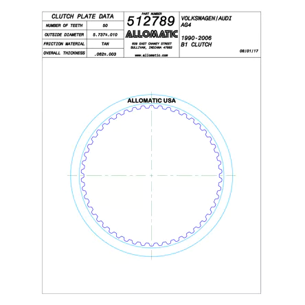PLATO FRICCION 095, 096, 097, 098, 01N, 01M, 01P BAJA, REVERSA, B1 (50D/U4-5/.063) 90+ ALLOMATIC 119103