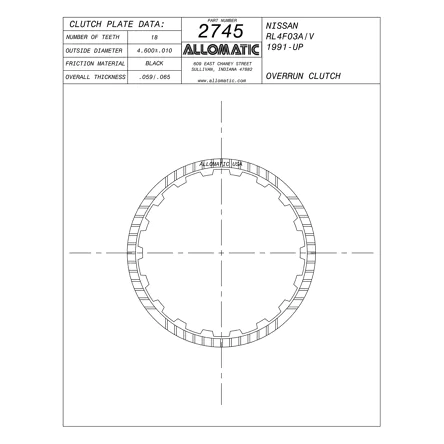 PLATO FRICCION RL4F03A SOBREMARCHA (18D/U3/.062) 91-99 ALLOMATIC 99106