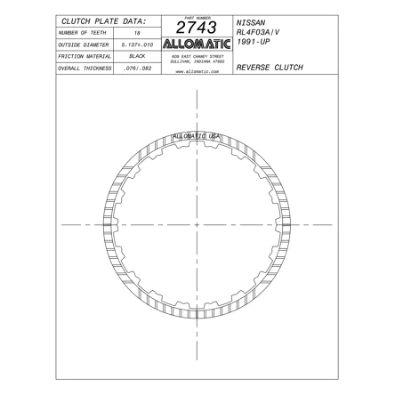 PLATO FRICCION RL4F03A REVERSA (18D/U2/.079) 91-99 ALLOMATIC 99100