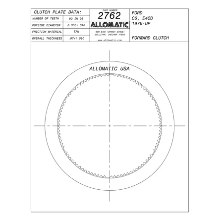 PLATO FRICCION C-6 AVANCE (90-96D/U4/.077) 76-96 ALLOMATIC 36404B