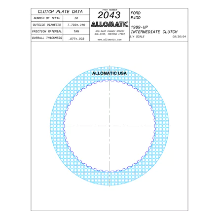PLATO FRICCION E40D INTERMEDIA (50D/U3/.078) 89-96 ALLOMATIC 36105