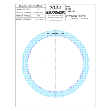 PLATO FRICCION E4OD, 4R100 O.D. (64D/U2-3/.077) 89-04 ALLOMATIC 36103