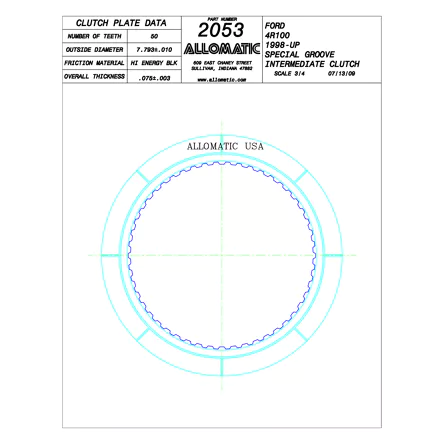 PLATO FRICCION 4R100 INTERMEDIA (50D/U3-4/.077) 97-99 ALLOMATIC 36105A