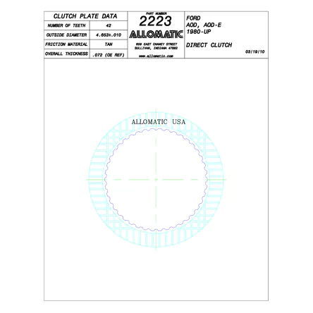 PLATO FRICCION AOD, AODE, FIOD, FIODE, 4R70W/E DIRECTA (42D/U5-6/.077) 80-96 GRUESO ALLOMATIC 76304