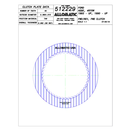 PLATO FRICCION AODE, FIODE, 4R70W AVANCE (45D/U5/.062) 90+ GRANDE ALLOMATIC 76404A