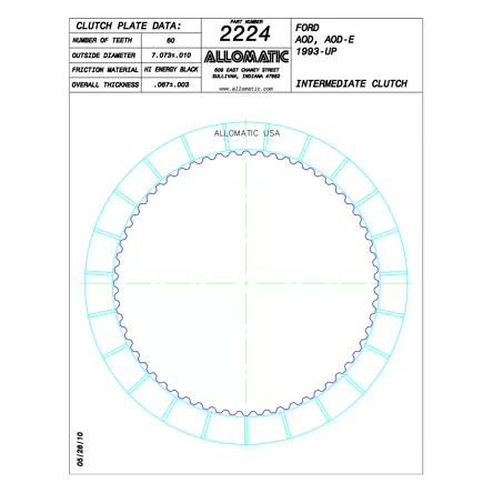 PLATO FRICCION AODE, FIODE, 4R70W/E, 4R75E/W INTERMEDIA (60D/U4/.066) 95+ ALLOMATIC 76604A/B