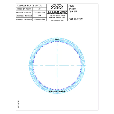 PLATO FRICCION 5R55N, 5R55S, 5R55W AVANCE (89D/U4-5/.068) 99+ ALLOMATIC 56404J
