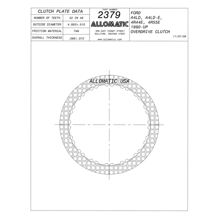 PLATO FRICCION A4LD/E, 4R44E O.D. (32D/U3/.069) 90-96 ALLOMATIC 56304C