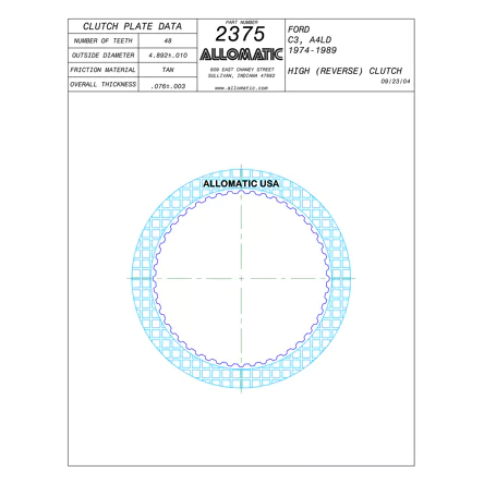 PLATO FRICCION A4LD, C-3 DIRECTA, REVERSA (48D/U-6/.076) 74-89 ALLOMATIC 56304
