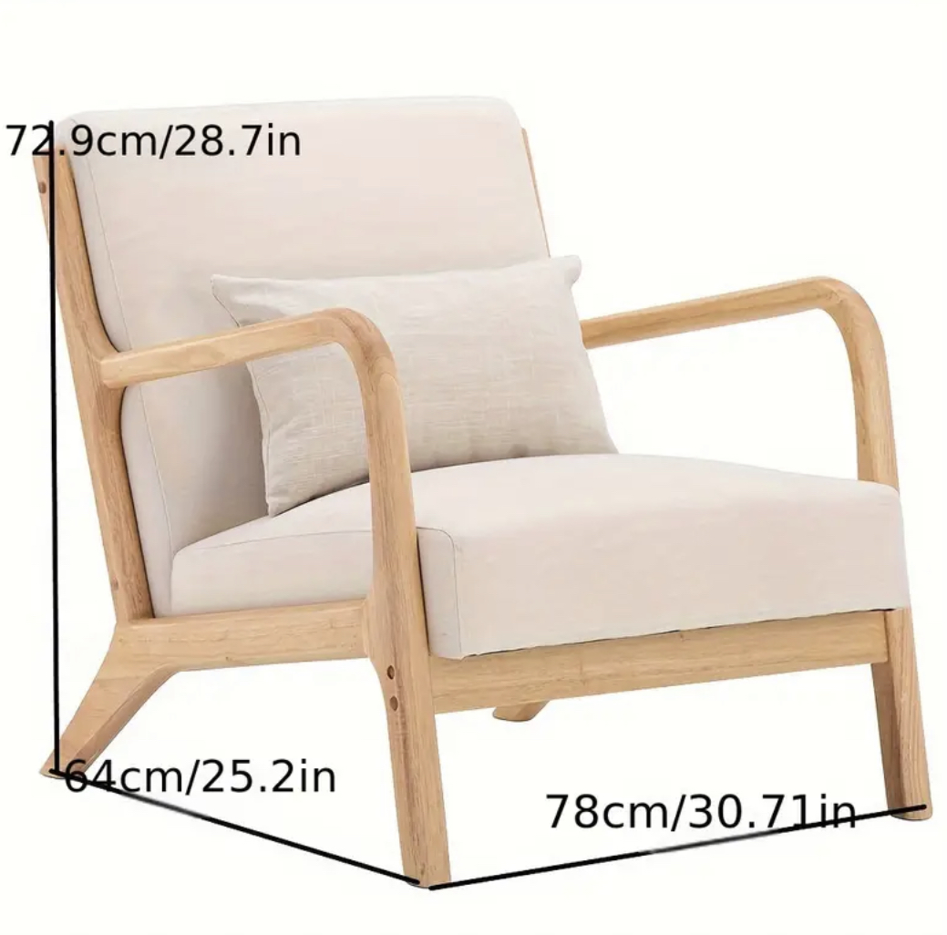 Beige Upholstered Chair with Oak Frame