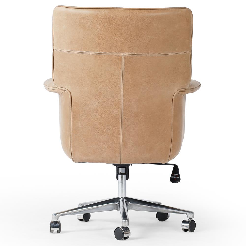 Upholstered Camel Leather Swivel Chair