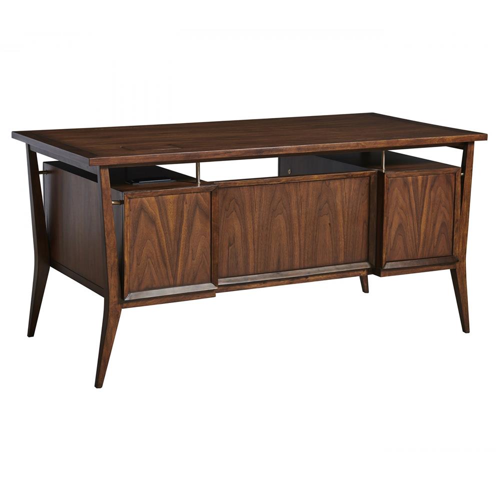 Walnut Writing Desk with Brass Accent Hardware