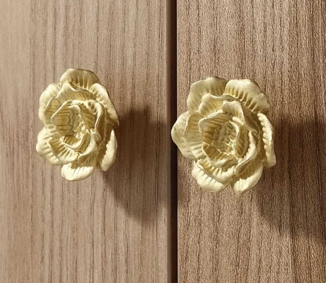 Flower shape Cabinet Knob- Brushed Brass