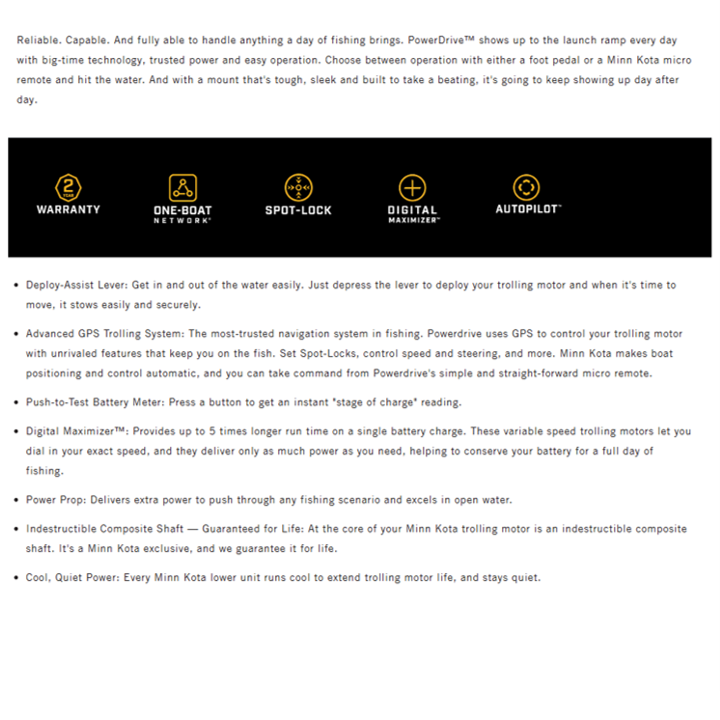 MinnKota PowerDrive GPS 55lb 36in 