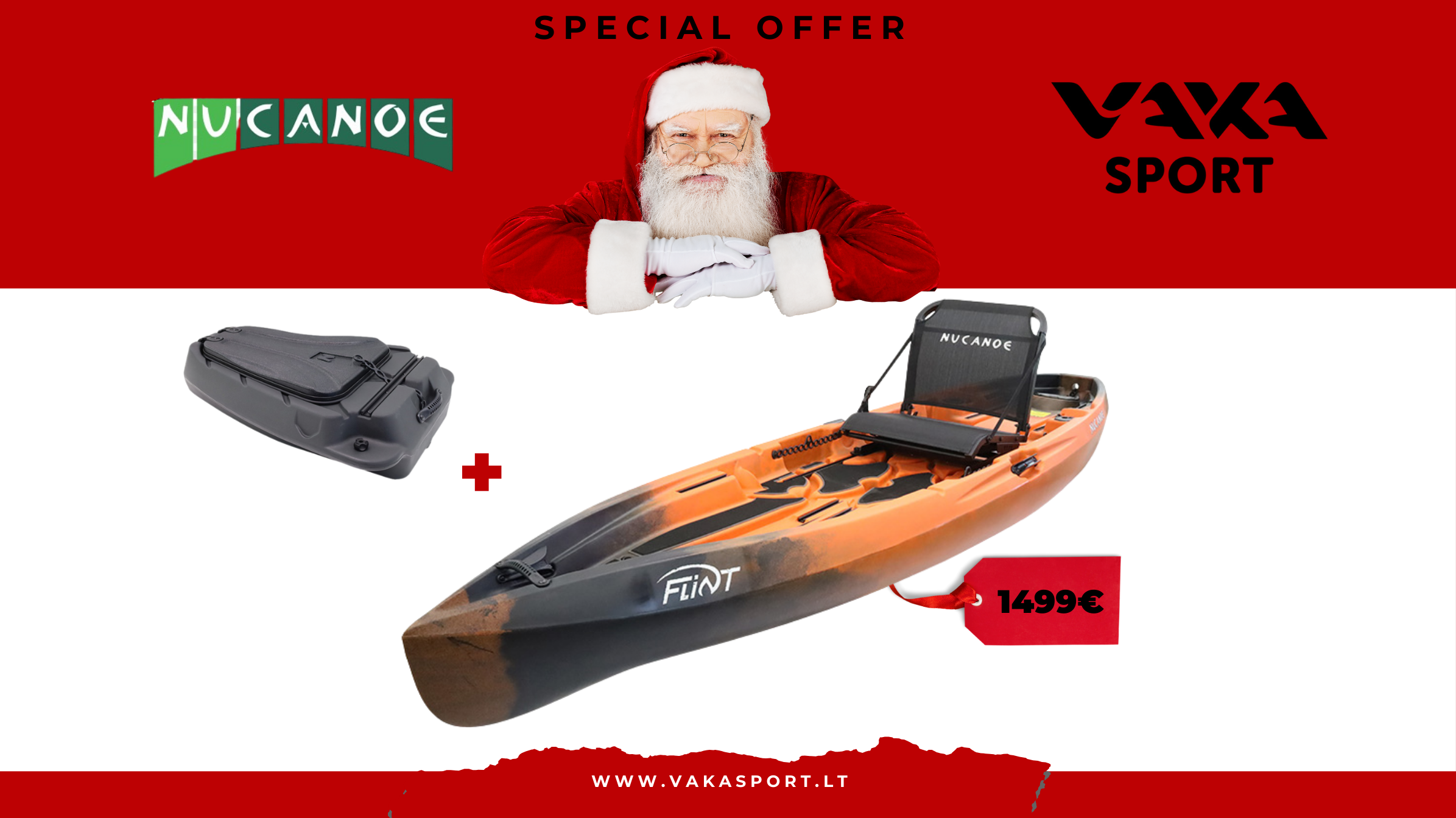 NuCanoe FLINT – žvejybos kajakas + Gerar POD | Pagamintas JAV