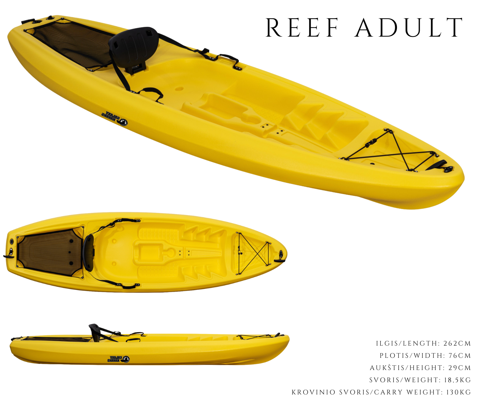 Reef Adult - vienvietis kajakas su pilna komplektacija (262cm)
