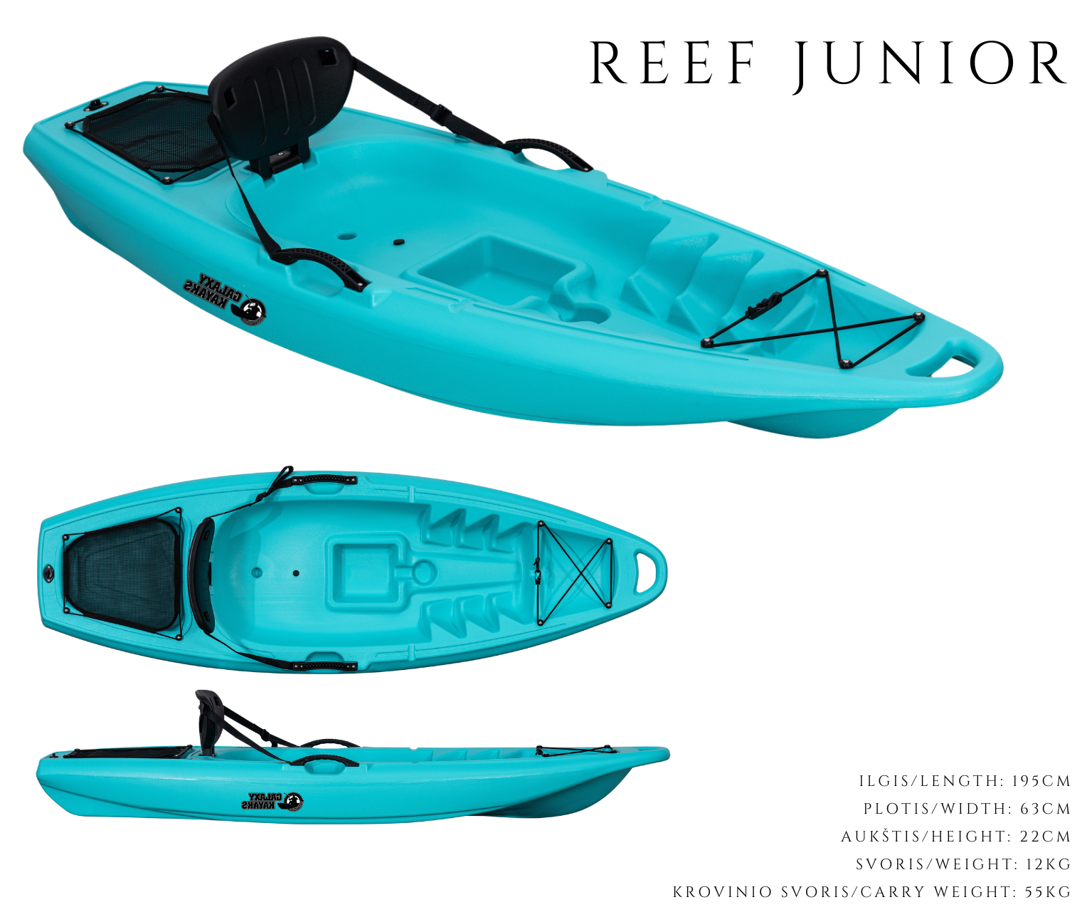 Reef Junior - stabilus ir lengvas vaikiškas kajakas (195cm)
