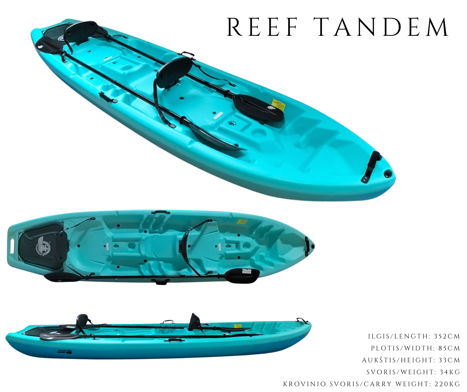 Reef Tandem - Dvivietis kajakas pramogoms (352cm)