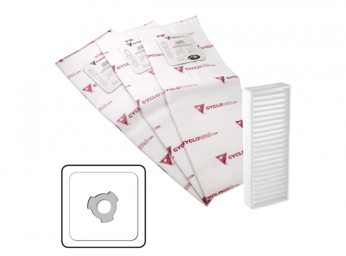 Sac électrostatique robuste - 3 dents - Paquet de 3 sacs - 1 filtre à poussière de carbone inclus
