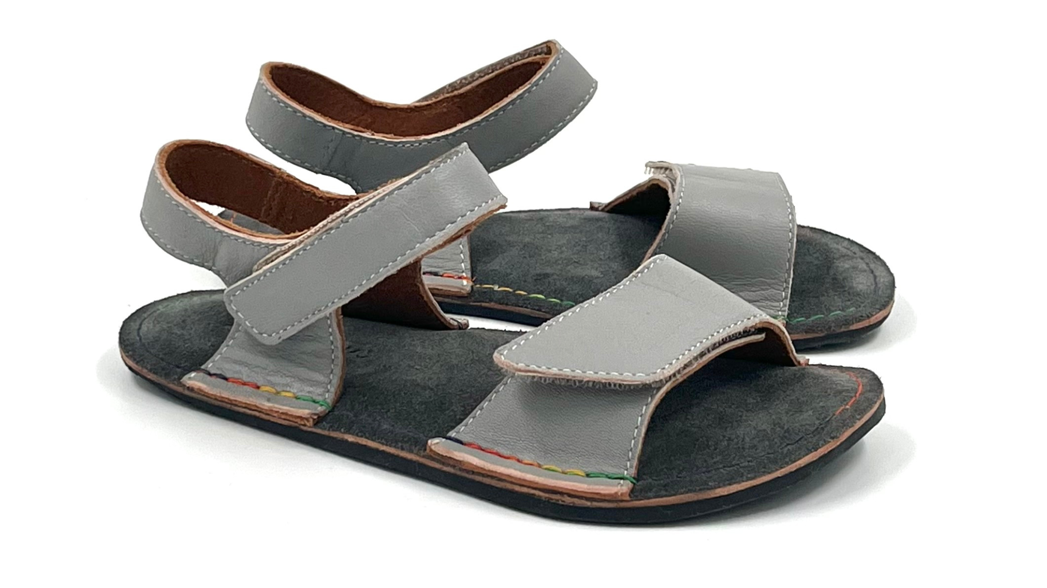 Barefoot Leather Sandals for Kids "Seagull" (grey)