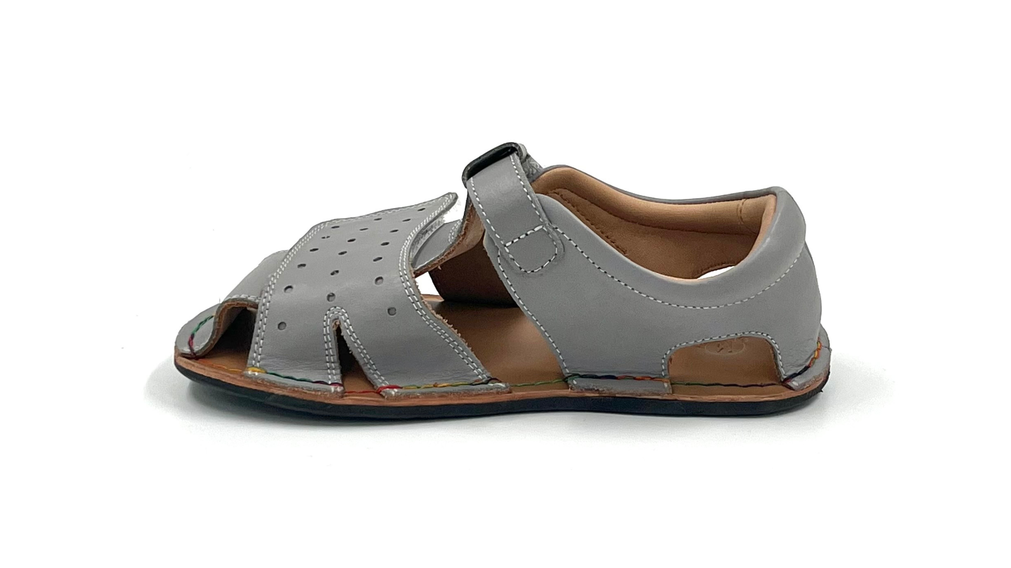 Barefoot Leather Sandals for Kids "Sanderling" (grey)