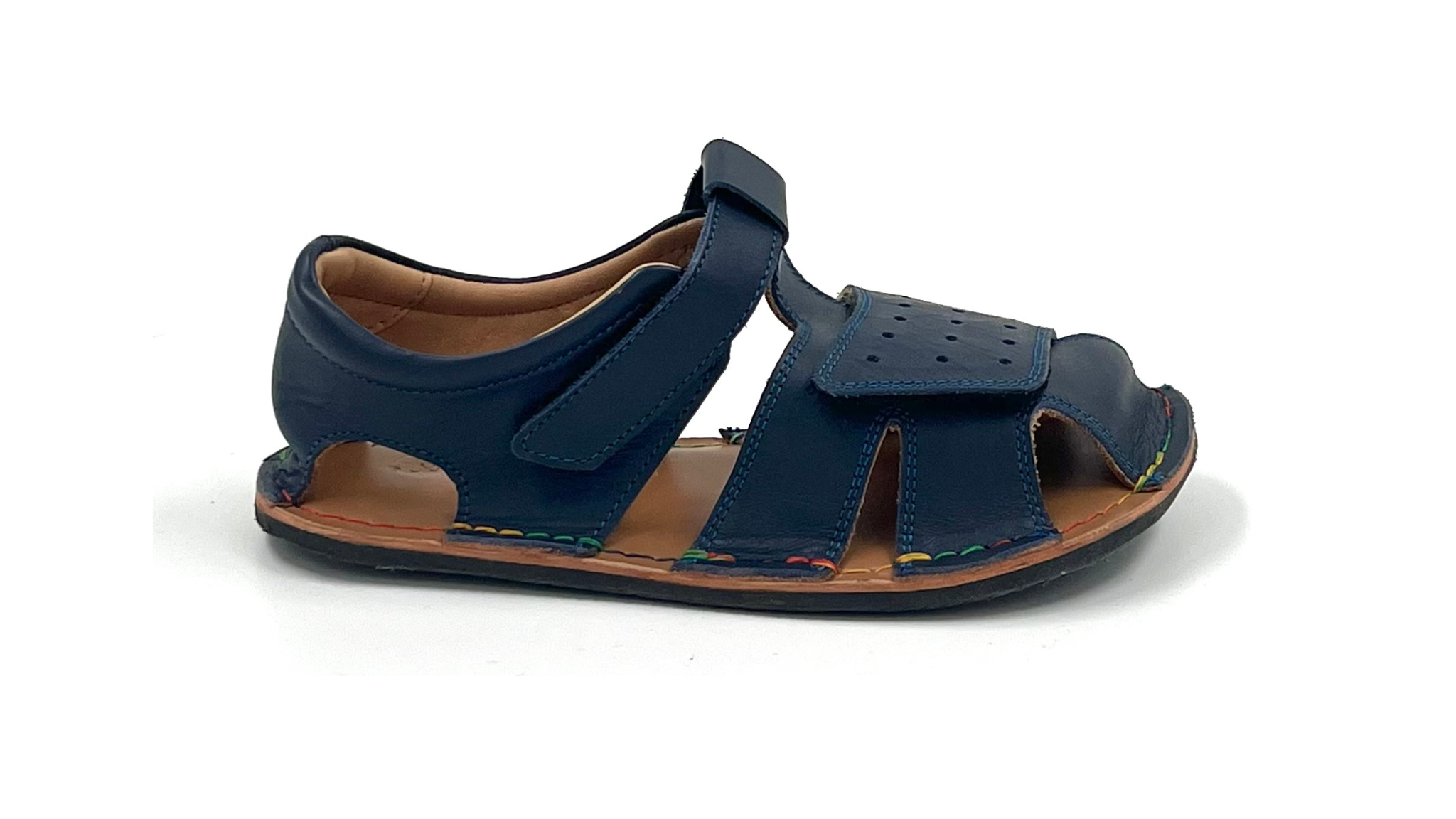 Barefoot Leather Sandals for Kids "Sanderling" (navy)