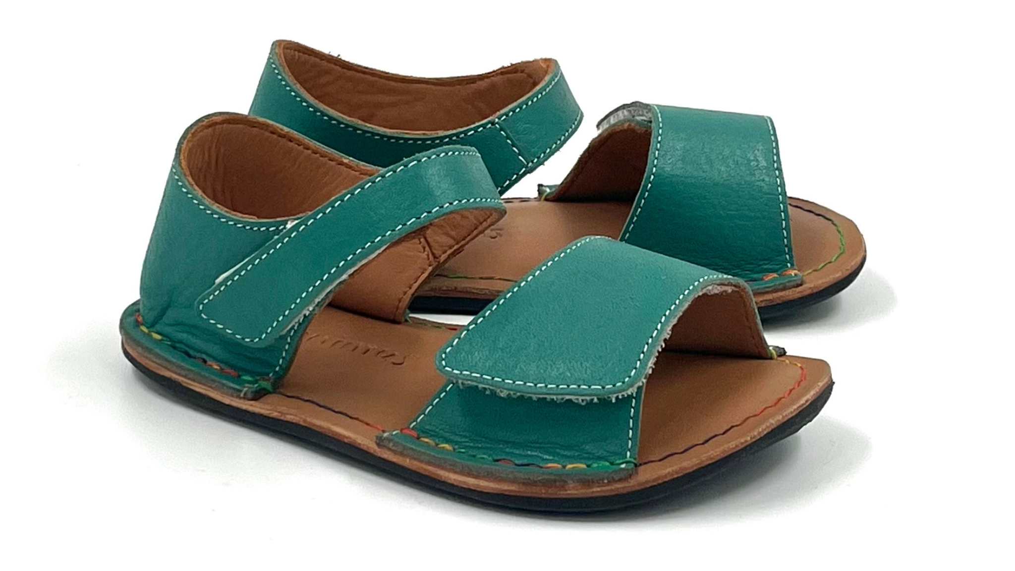 Barefoot Leather Sandals for Kids "Sparrow" (teal)