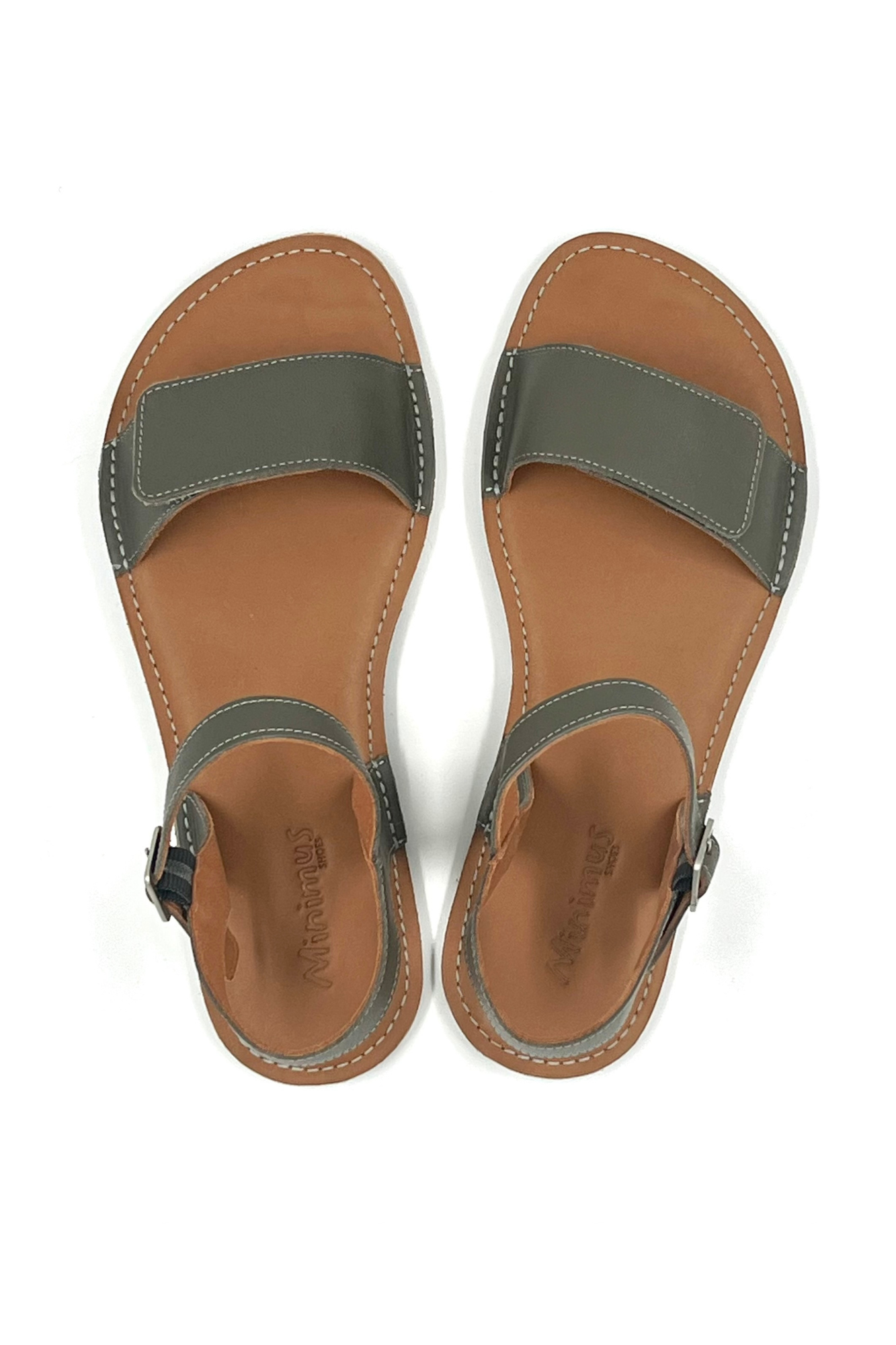Barefoot Leather Sandals for Women "Ibis" (moss green)