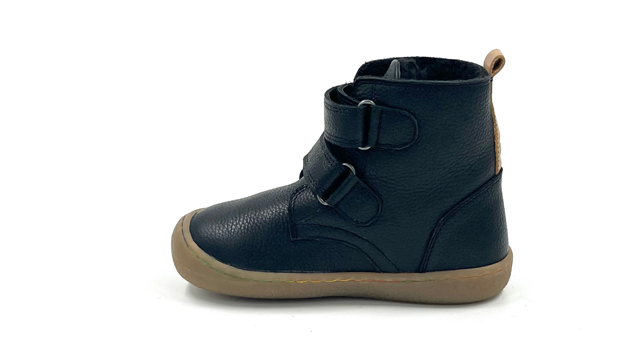 Barefoot Leather Winter Boots for Kids "Robin 2" (black)