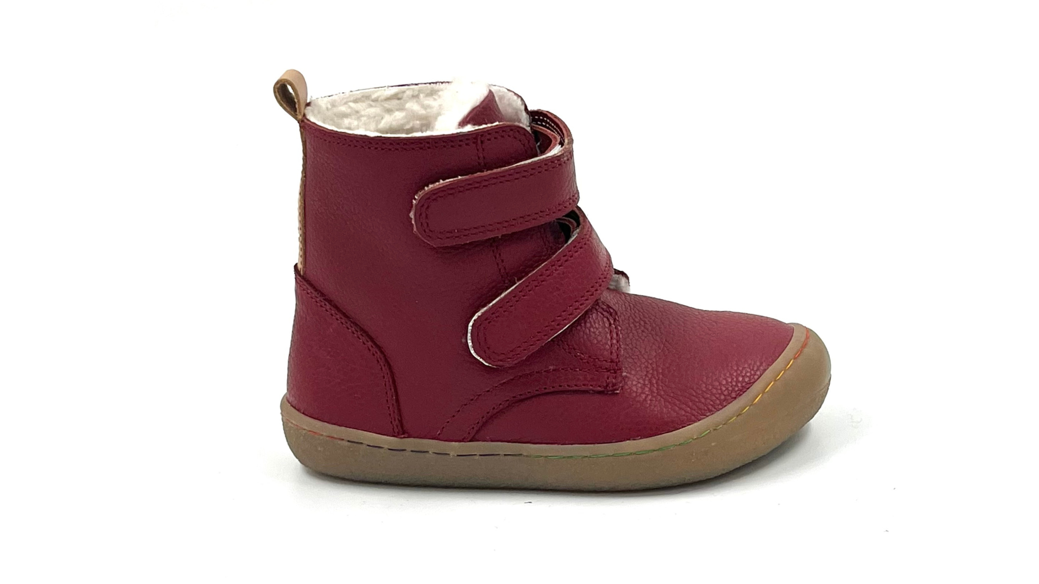 Barefoot Leather Winter Boots for Kids "Robin 2" (red)