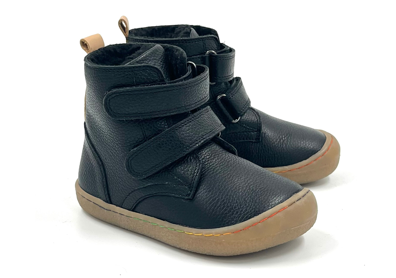 Barefoot Leather Winter Boots for Kids "Robin 2" (black)